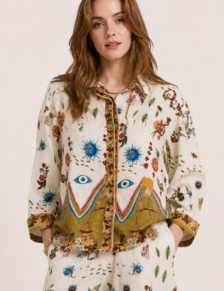 Moonlight Flora Printed Cotton Co-ord Set – Ivory Multi