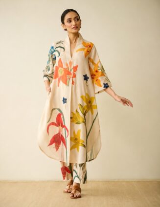 Floral Muse Printed Kurta Set – Cream